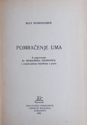 Horkheimer: Pomračenje uma