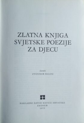 Balog: Zlatna knjiga svjetske poezije za djecu