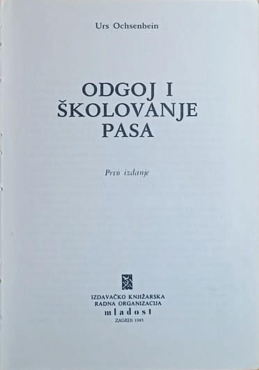 Ochsenbein-Odgoj i školovanje pasa